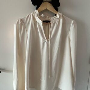 J. Crew Cream Blouse with Ruffle Neck